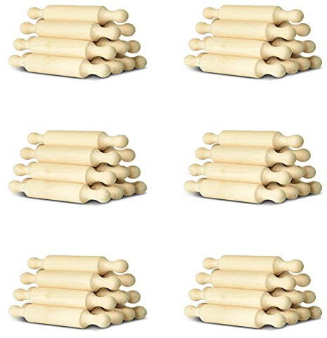 NIEI 6X Mini Mattarello Nel Legno 6 Pollici Lungo Cucina Mattarello Piccolo Rullo per Pasta di Legno per Bambini Pasta Fondente
