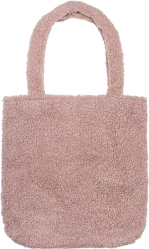 styleBREAKER Damväska i teddypäls med långa breda handtag, axelväska, stickat utseende, enfärgad 02012402, toupe, Einheitsgröße
