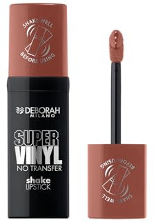 Deborah Milano Super Vinyl Shake Lipstick Flüssig-Lippenstift aus Vinyl, Nr. 2 Caramel, intensive Farbe und kein Transfer, verleiht Vinyllippen bis zu 16 Stunden, 4 ml