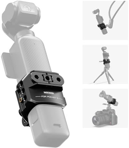 NEEWER Pocket 3 Käfig, Aluminiumlegierung Gimbal Kamera Video Aufnahme Rig mit eingebautem Action Kamera Zubehör Adapter 1/4 Gewinde kompatibel mit DJI Osmo Pocket 3, keine Montage erforderlich,AC009