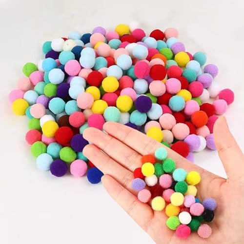 500 Pompons zum Basteln, 10mm Filzkugeln Bunt Mini Pompons Deko, Mini Pom Poms für Handwerk Herstellung, Pompoms für DIY Kreative Handwerk, Ostern, Weihnachten