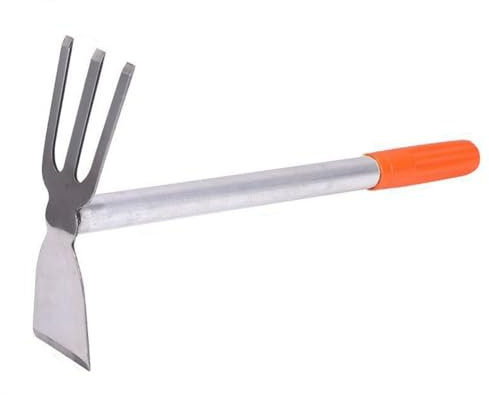 Gardening Shovels Spades, 2 in1 Hoe Flowers and Vegetables Three-tooth Rake Small Hoe Garden Agricultural Tools