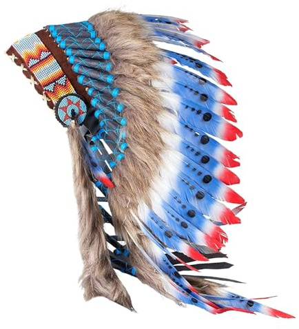 Harilla Kopfschmuck Indianer mit Federn, handgefertigter traditioneller Indianer-Stirnband-Federkopfschmuck, Festival-Haarschmuck für Erwachsene für Halloween, Karneval, Fasching, Mottoparty, Stil c