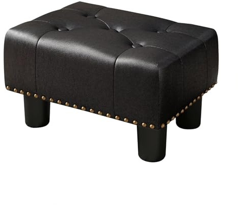 LUE BONA Fußhocker - Fusshocker Gepolstert für Sessel Schreibtisch Wohnzimmer Schlafzimmer und Schlafsaal - Ottoman, Kunstleder, Schwarz