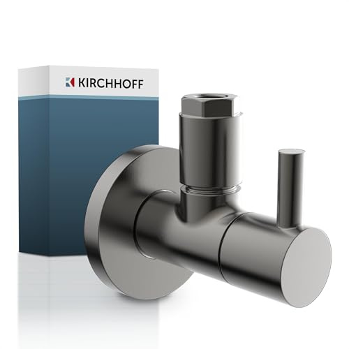 KIRCHHOFF Design 98028098 - Valvola angolare universale, 1/2, con chiusura rapida, valvola di regolazione angolare per tubi dell'acqua fredda e calda, colore: grafite opaco