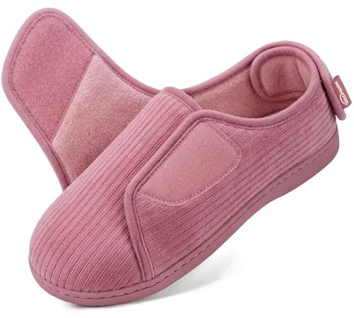 HomeTop Women's Adjustable Slippers Closed-back Amour Pink,7 UK