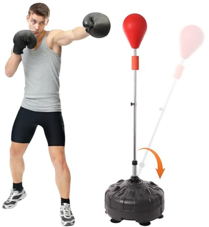 MEHOOSPVN Punchingball Set Standbox Training Set, 120-160cm Höhenverstellbar, Box Reflexball, Box Ständer Standboxtrainer Boxen Sport Geeignet für Profis und Anfänger Pratzen Boxen Boxing Workout, Rot