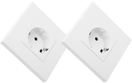 Generico Prese Elettriche da Incasso a Parete Tipo Europa 86 Mm, Set 2 Pezzi, Pannello in Plastica Resistente, Installazione a Filo per Appartamenti, Uffici e Uso Residenziale