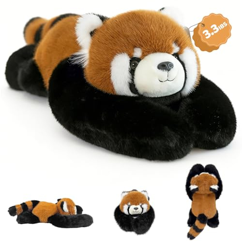 asterbud Gewichtstiere Panda Kuscheltier 1.5kg Gewichtskuscheltier Für Kinder & Erwachsene Kawaii Plüschtiere Weiches Kuschelkissen Perfekter Begleiter Für Komfort Und Freude (Roter 45cm/17.7in)
