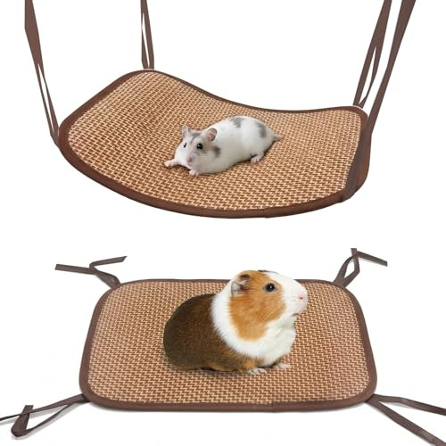 2 PCS Amaca per animali domestici, amaca rinfrescante per piccola gabbia, letto sospeso per porcellini d'India, cavie, ratti e piccoli animali – giocattoli e accessori freschi per gabbia