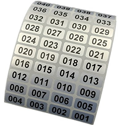 EXTRONTONDA nummer lager klistermärken vattentät 0,39 x 0,78 tum svart utskrift på silverklistermärke (001 till 1000)