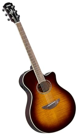 YAMAHA APX600FM Electro-Acoustic Guitar – Flame Maple Top, Slim Thinline Body, 25” Scale, System65 Pickup, EQ, Built-In Tuner – Tobacco Brown Sunburst