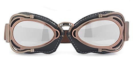 Heinmo Vintage Retro Pilotenbrille für Motorrad Cruiser Scooter Biker Racing (Silber)