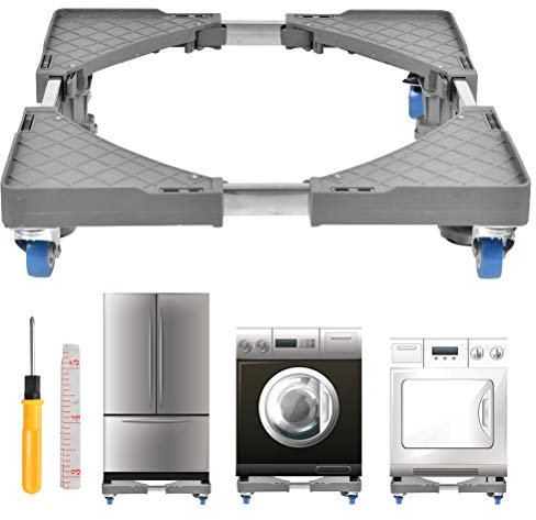 FOCCTS Washing Machine Base, Adjustable Trolley with 4 Locking Rubber Swivel Wheels, 500 kg Load, for Dryers, Cookers, Fridges, Freezers