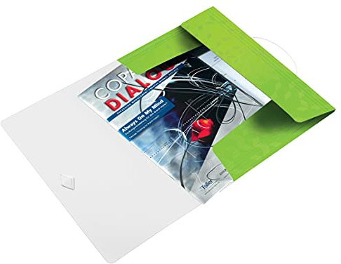 Leitz Chemise 3 Rabats, Contient jusqu'à 150 Feuilles A4, Fermeture Élastique, Plastique souple, Vert, WOW, 45990054