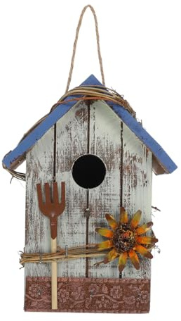 Wooden Bird House Decoration by Brand Name Blue Synthetic Material Lightweight for Home Office Wedding Indoor Outdoor Garden Display