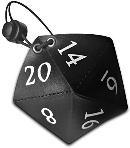 D20 Bag | Sac en Forme de dés pour dés de rôle | POLYCUIR avec Corde et Fermeture (Noir)
