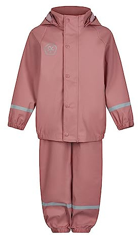 Färg barn unisex barn regnset solid PU-jacka, Ash Rose, 86 cm