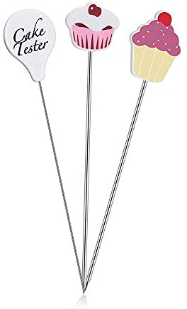 Cake Tester,3 PCS Stainless Steel Cake Skewers Cake Testing Needles Cake Probe Cake Pin Needle Sticks for Cupcake Bread Muffin Baking Supplies Kitchen Bakery Tools