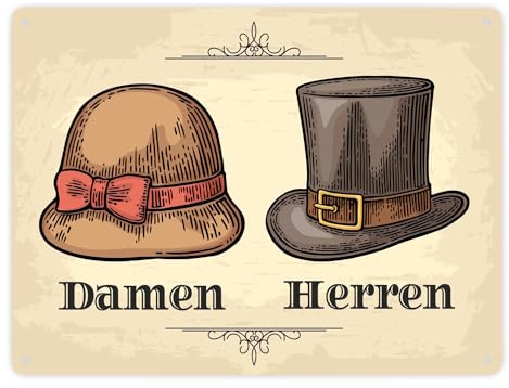Damen und Herren WC Schild im Vintage-Style Metallschild XXL
