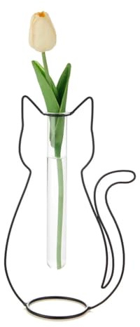 Balvi Blumenvase Silhouette Farbe Schwarz Dekorative Vase in Form Einer Katze Metall/Glas