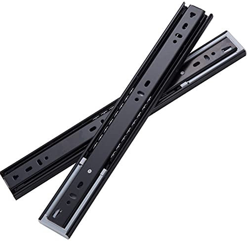 1 Coppia Guida Scorrevole Telescopica per Cassetto,Push to Open Guida Cassetto,Per Armadi Casa Cassetti Ufficio Cassetti,Cuscinetto 45kg,Con Tampone,Nero(Size:60cm/24in)