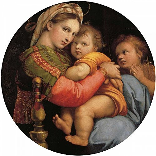 Feeling at home KUNSTDRUCK auf MATTE PAPIER 220gr Madonna und Kind mit St Johannes 6 Raffaello - Figurativ quadrat Poster Familienleben Portraits Womens P Bild auf Papier cm_56_X_56