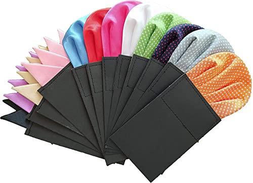 Gvalant Einstecktuch-Set vorgefaltet für Herren, Prefolded Pocket Square,Tuch aus Polyester Taschentuch, für Hochzeit, Business für Ehemann 12 Stück