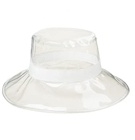 Vepoty Klarer Eimerhut, Transparente PVC -regenkappe Sommer Breitem Hut Strandhut Für Wandernwegsweiß