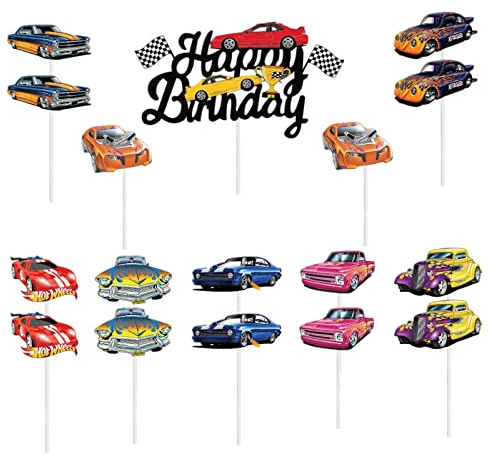 17Pcs Racing Car Happy Birthday Cake Toppers,Racing Car CakeToppers for Boy,RacingCar Cake Decorations,Happy Birthday Caketopper for Boys,Kids,Men Birthday RacingCar Party Supplies