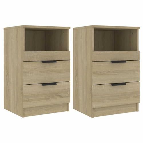 vidaXL 2X Mesitas de Noche Aparador Armario Auxiliar Cama Dormitorio Habitación Organizador Almacenaje Madera Contrachapada Color Roble Sonoma