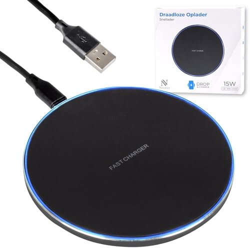 Nuvance Wireless Charger, Kabelloses Ladegerät, Inklusive Kabel, Induktionsladegerät, qi Ladestation, für iPhone und Samsung… (15W)
