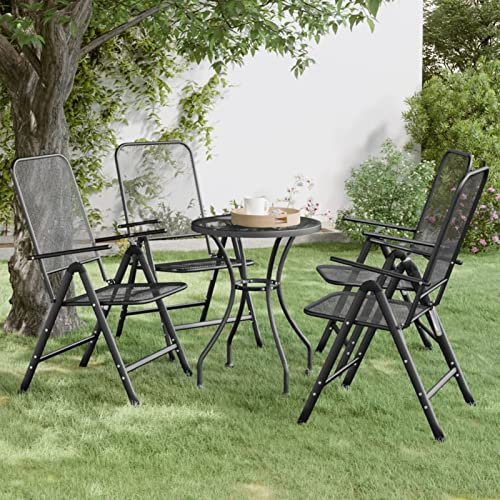 ZEYUAN Klappbare Gartenstühle 4 STK Gartensessel, Campingstuhl, Hochlehner, Balkonstuhl, Balkonmöbel, Terrassenstühle, Balkon Stuhl, Streckgitter Anthrazit