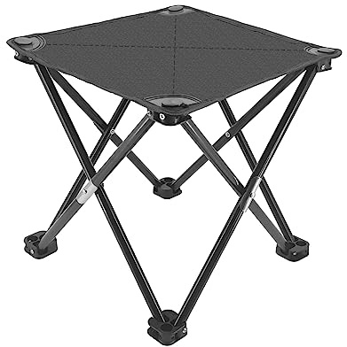 Buwico Sedia pieghevole portatile da campeggio Heavy Duty Support, 180 kg, con tasca laterale e tasca portaoggetti, sedia sportiva, per esterni, colore: nero