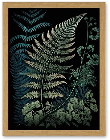 Artery8 Detailed Fern Frond Species Botanical Illustration Artwork Framed Wall Art Print 18X24 Inch