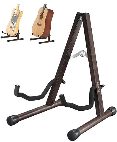 LEKATO Gitarrenständer, Stabiler Gitarrenhalter Bassständer A-Frame Boden E-Gitarrenständer, Klassischer Gitarrenständer aus Holz mit Schaumstoffpolsterung für E-/Akustikgitarre, Bass, Banjo, Ukulele