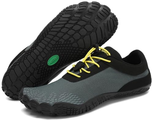 SAGUARO Zapatillas Barefoot Hombre Mujer Zapatillas Minimalistas para Deportes Acuaticos - Ligeras Antideslizante Respirable con Caja Suela Zero Drop, Gris Profundo, 43 EU