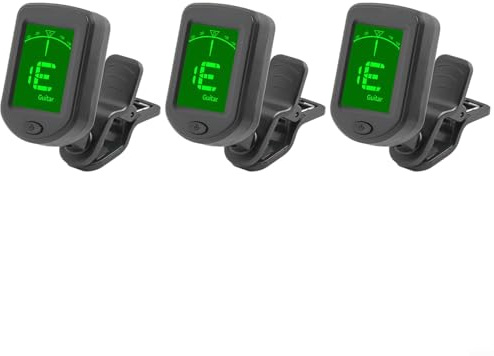 Gitarren-Stimmgerät zum Anklippen, digitales Stimmgerät für Akustikgitarre, elektronische Gitarre, Bass, Violine, Ukulele und Saiteninstrumente, 3 Stück