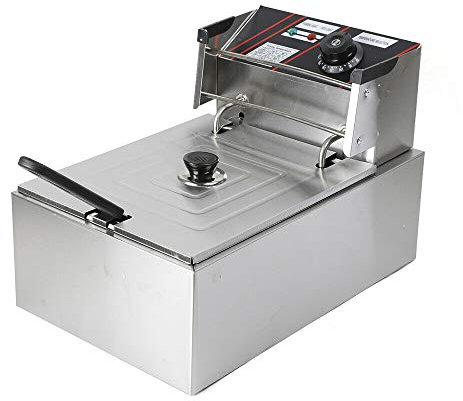 Friggitrice elettrica, friggitrice in acciaio inox con zona fredda, teste rotanti 5,5 l, 2500 W