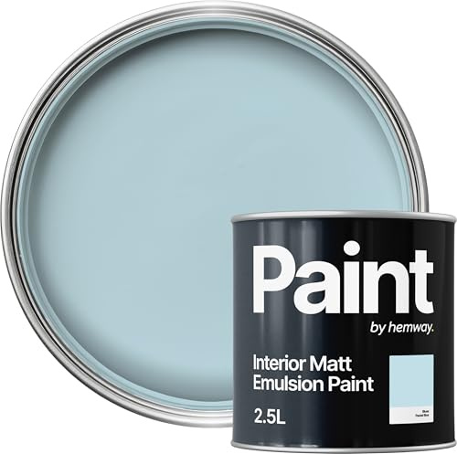 Hemway Pastel Blue Paint 2.5 L, Indoor Matt Finish, One Coat, Wall Paint, Acrylic & Water-Based Emulsion, Quick Dry & High Coverage for the Kitchen, Bathroom & Bedroom Walls & Ceiling