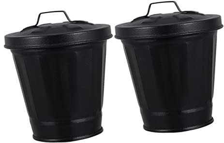 VILLFUL 2St Mini-Mülleimer Blumentöpfe Mini verzinkter Eimer Tisch Abfalleimer Pflanzgefäße