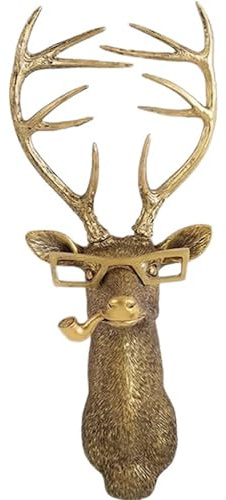 UITWMKTG Gold Animal Head Wall Decor Wall Sculpture Home Decor Statue for Living Room Office Bedroom Modern Decor for Men Women Deer