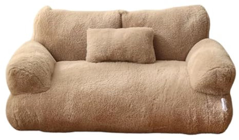 YIQIYOU Katzenbett Flauschig und weich Katzensofa Haustiersofa Hundesofa mit Rutschfester Unterseite, Katzen Bett Bezug in Waschmaschine waschbar(Brown,M)
