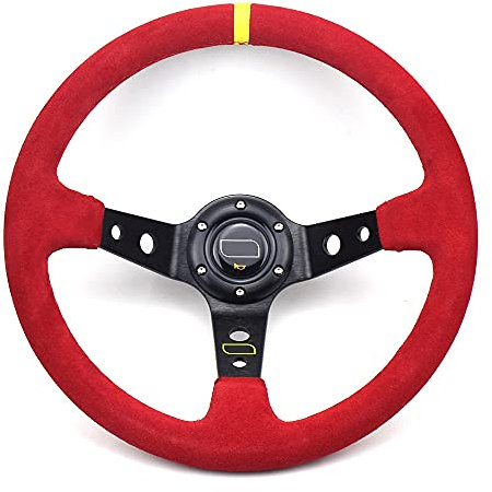Sportlenkrad,Drift Lenkrad,Auto Lenkrad 14inch Rot Deep Teller Universal Racing Auto Rallye Drift Sport Lenkrad