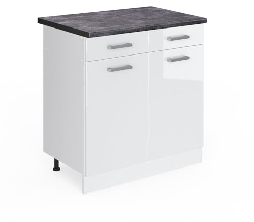 Vicco Küchenunterschrank R-Line, Weiß Hochglanz, 80 cm