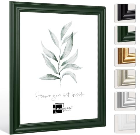 Bildershop-24 Bilderrahmen Vintage Retro Barockrahmen Athen 80x120cm Tannengrün Dunkel Grün Acrylglas Antireflex Fotorahmen Posterrahmen Wechselrahmen