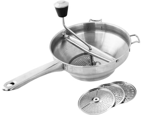 Food Mill for Preserving, Rice Machine for Mashed Potatoes, Tomato Press, Stainless Steel Potato Press with Handle, Food Mill - Ergonomic Mashed Potato Masher, Tomato Sieve for Tomato