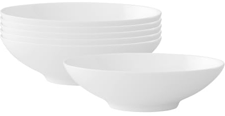 Villeroy & Boch Modern Grace Beilagen-/Dessertschalen 6er Set, 19 x 12 cm, Ovale Schalen in klassischem Weiß, Premium Bone Porzellan