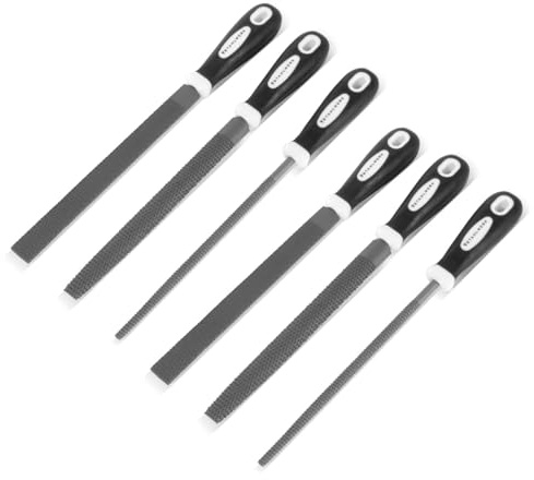 STAHLWERK Lot de 6 limes à râper professionnelles de 200 mm composé de limes rondes, semi-rondes et plates