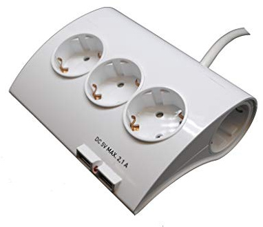 Skrivbordsstativ med 5 uttag, 2 USB-portar och 1,5 m kabel – perfekt för att leverera flera anslutningar och hålla dina enheter nära till hands.